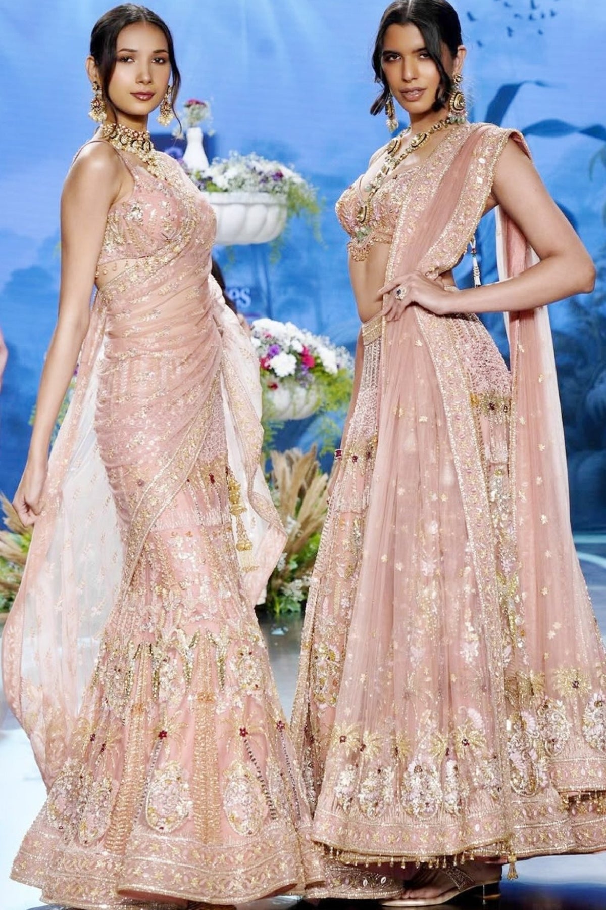 Dusty Rose Pink Net Sharara Suit with Hand Embroidery